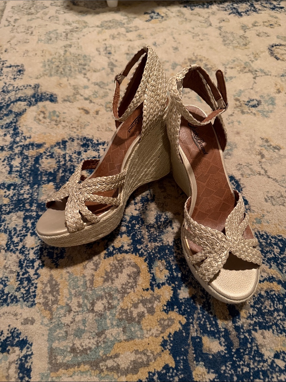 Lucky brand Braided Espadrille Wedge Sandals - Cream size 8